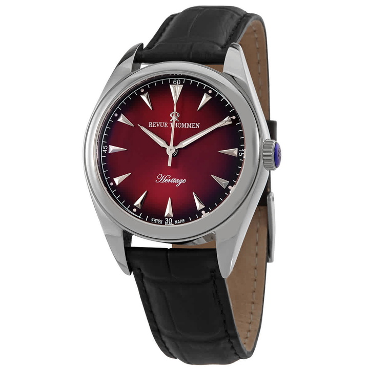 Photo: Revue Thommen Heritage Automatic Red Dial Mens Watch 21010.2536