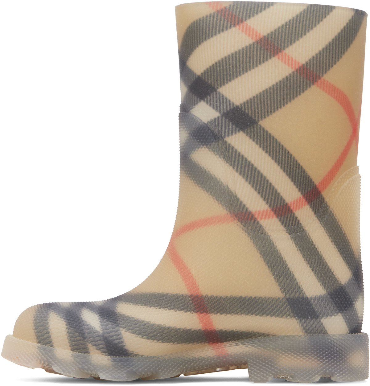 Burberry Kids Beige Check Rubber Marsh High Boots