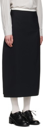 AMOMENTO Black Curved Silhouette Midi Skirt