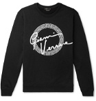 Versace - Slim-Fit Logo-Embroidered Fleece-Back Cotton-Jersey Sweatshirt - Black