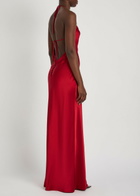 Reformation Jeany Halterneck Silk Maxi Dress Red