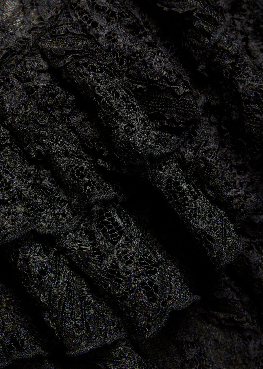 Free People Tabby Ruffled Lace Mini Dress Black
