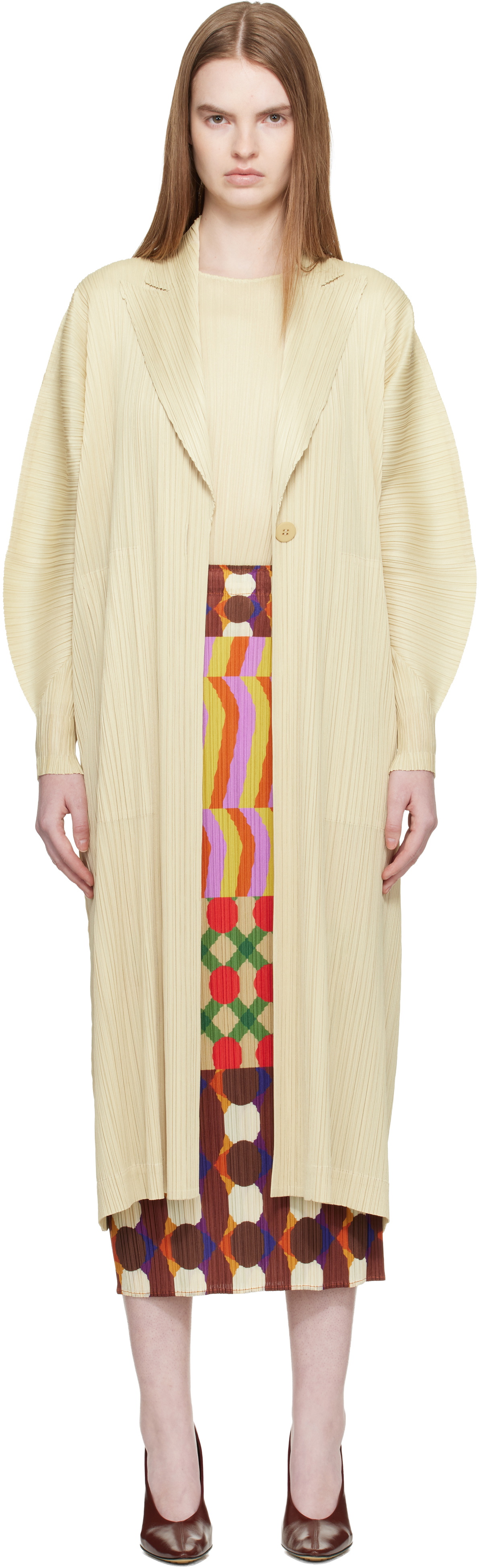 Pleats Please Issey Miyake Black Jaunty Coat Pleats Please Issey