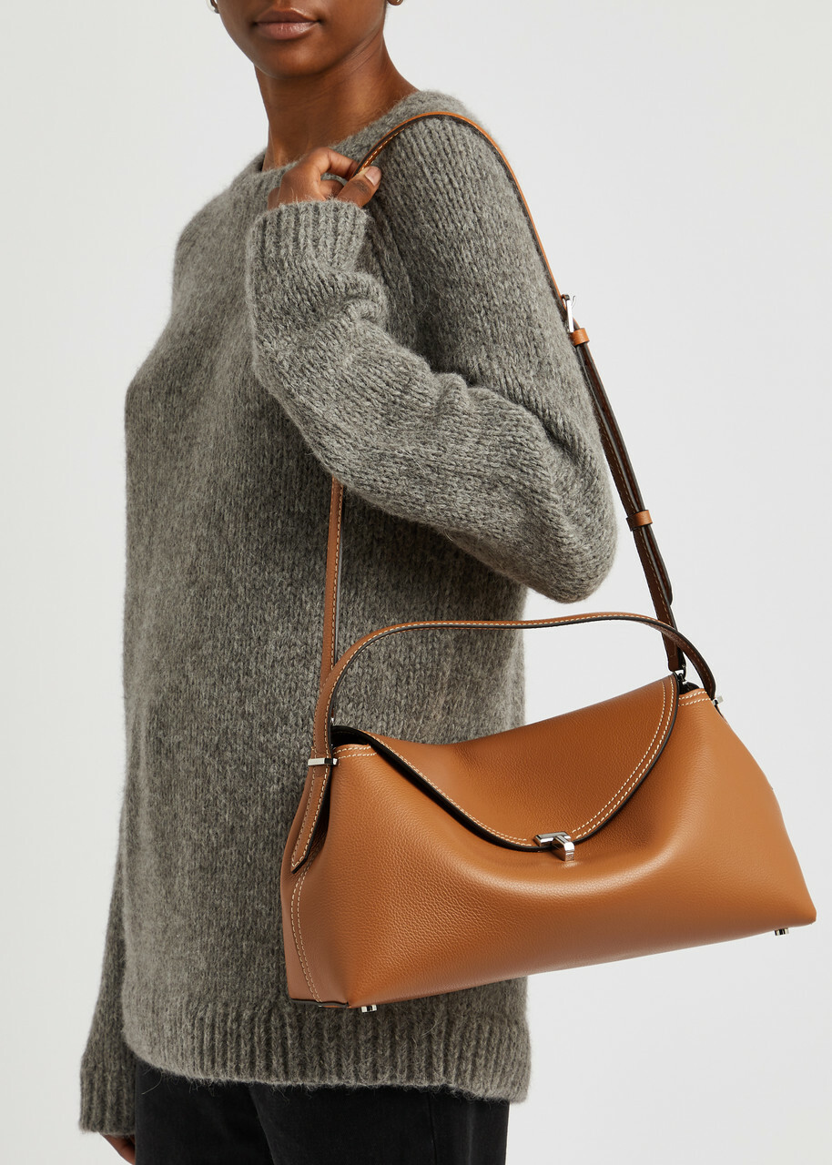 Toteme T-Lock Leather top Handle bag - Tan - One Size Toteme