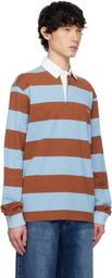 AFTER PRAY Brown & Blue Stripe Jersey Rugby Polo