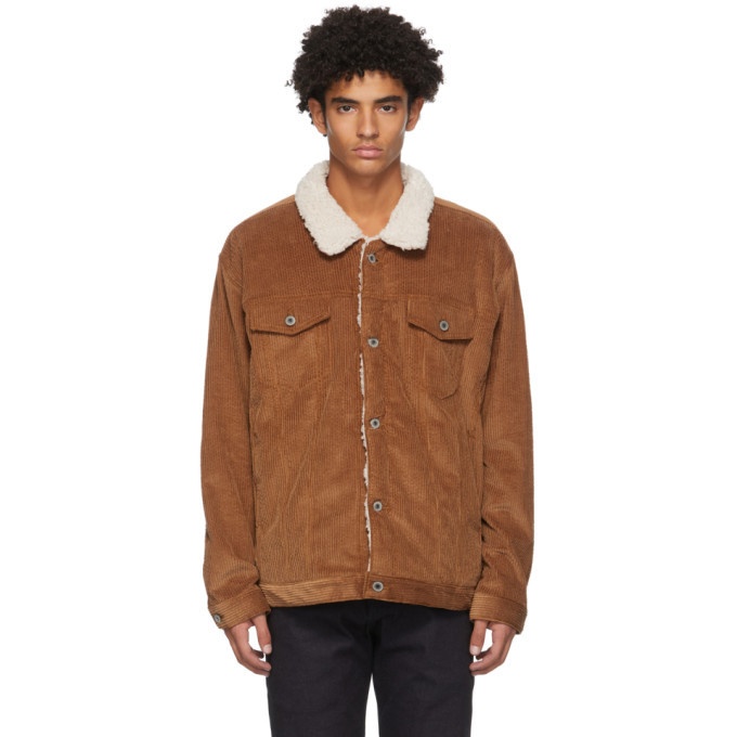 Photo: Naked and Famous Denim SSENSE Exclusive Brown Sherpa Oversized Jacket