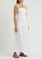 Faithfull The Brand Messina Smocked Linen Maxi Dress White