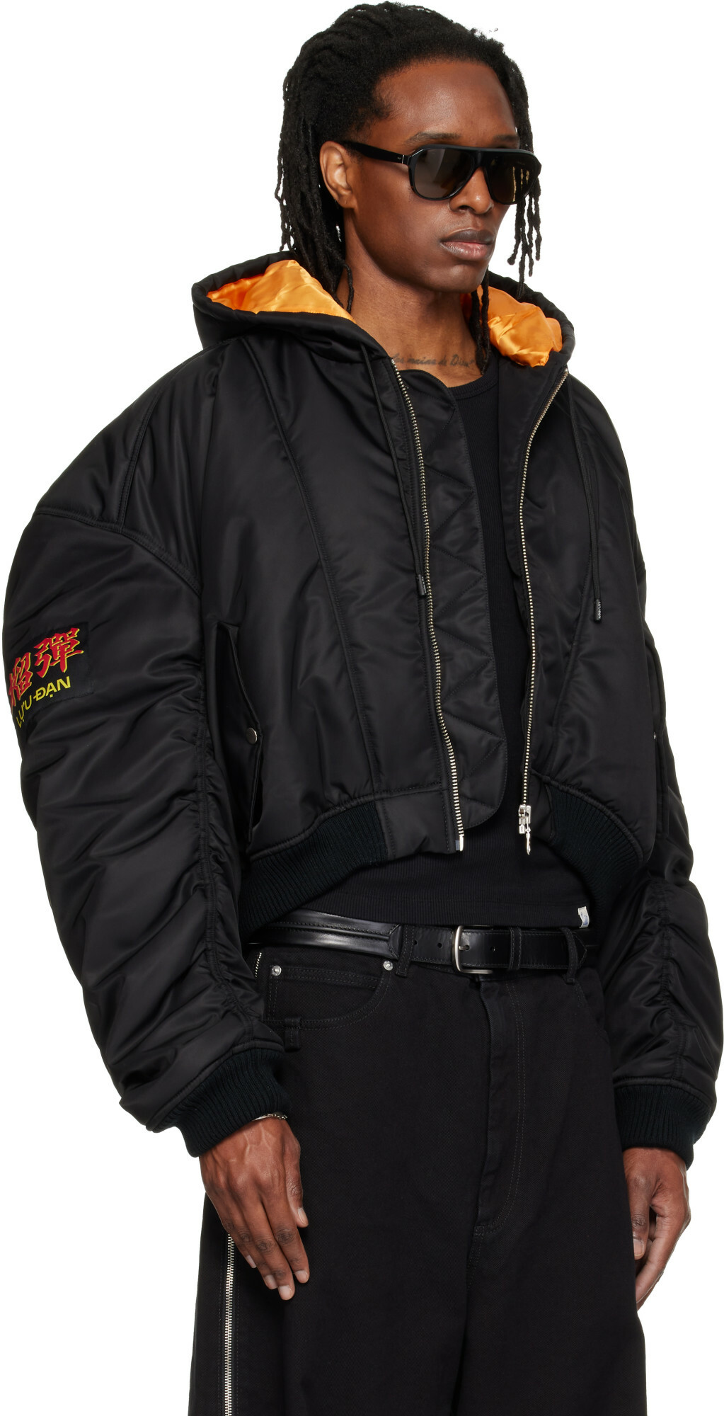 LU'U DAN Black Distorted MA1 Bomber Jacket