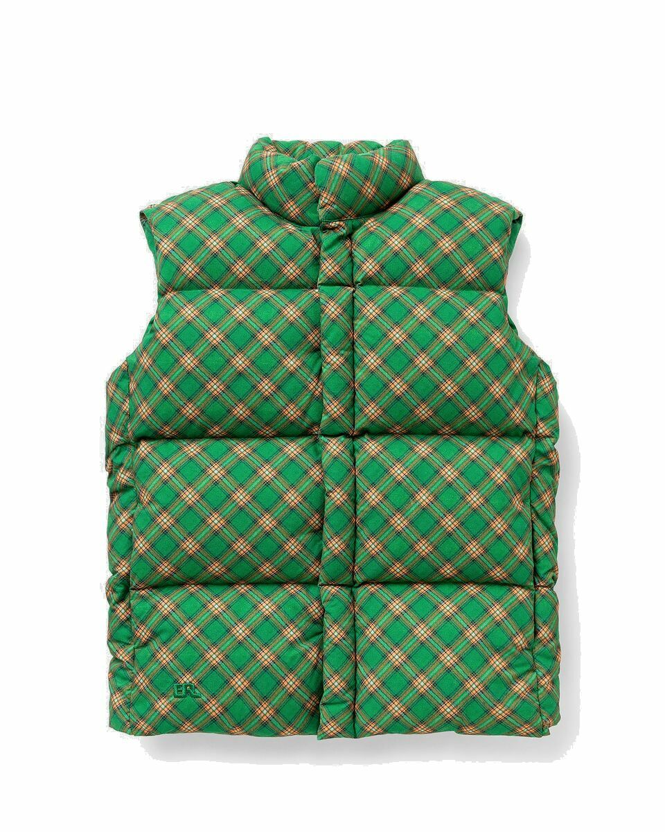 Photo: Erl Printed Quilted Puffer Vest Woven Green - Mens - Vests