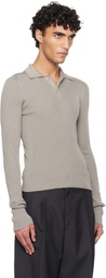 Rier Gray Fine Rib Silk Polo