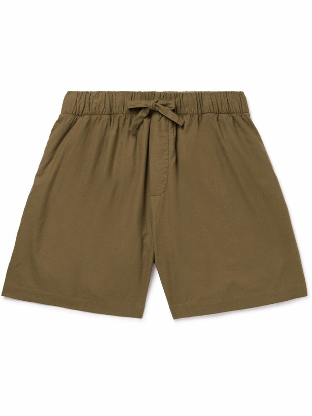 Photo: TEKLA - Organic Cotton-Flannel Pyjama Shorts - Green