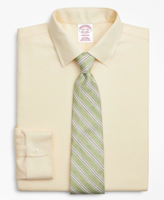 Photo: Brooks Brothers Men's Madison Relaxed-Fit Dress Shirt, Non-Iron Dobby | Golden Haze