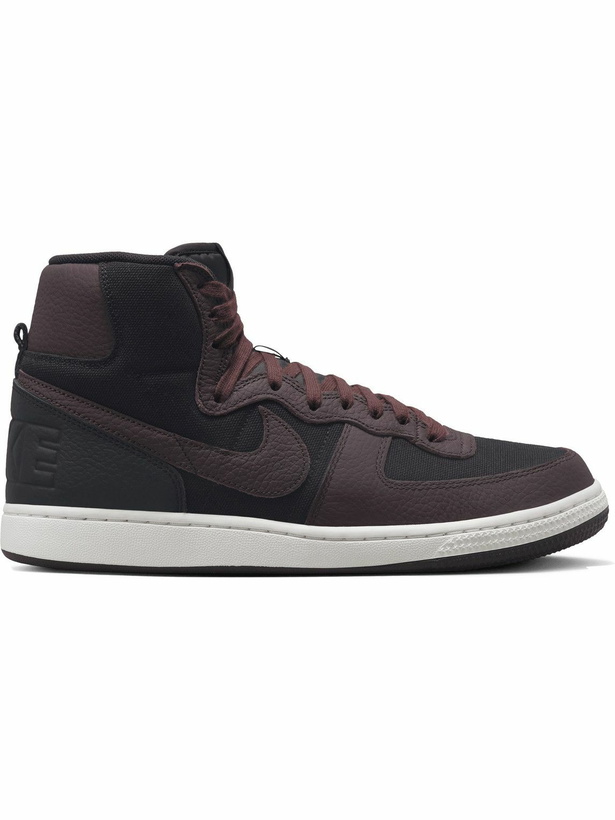 Photo: Nike - Terminator Leather-Trimmed Canvas High-Top Sneakers - Black