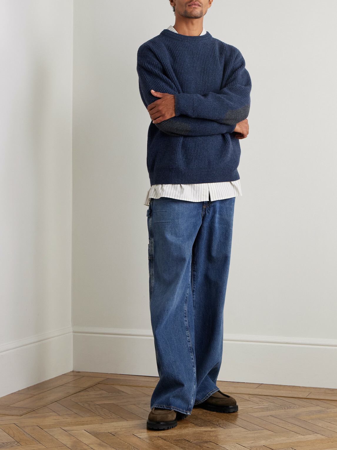 FrizmWORKS - Patch Wool-Blend Sweater - Blue