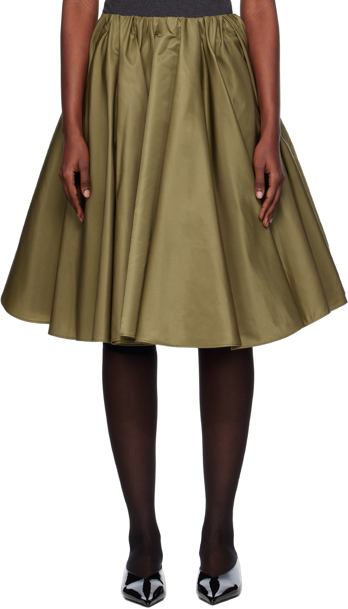 AO Yes Khaki Circular Midi Skirt