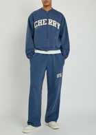 Cherry Los Angeles Usa Appliquéd Cotton Sweatpants Blue