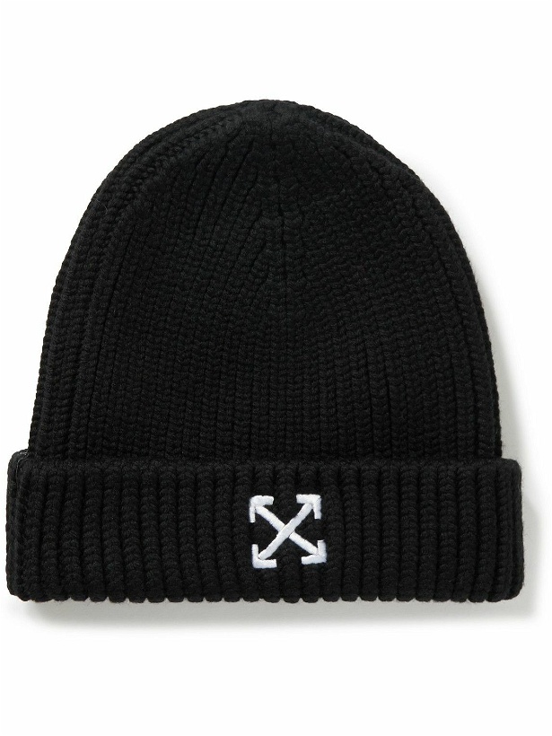 Photo: Off-White - Logo-Embroidered Ribbed Wool Beanie