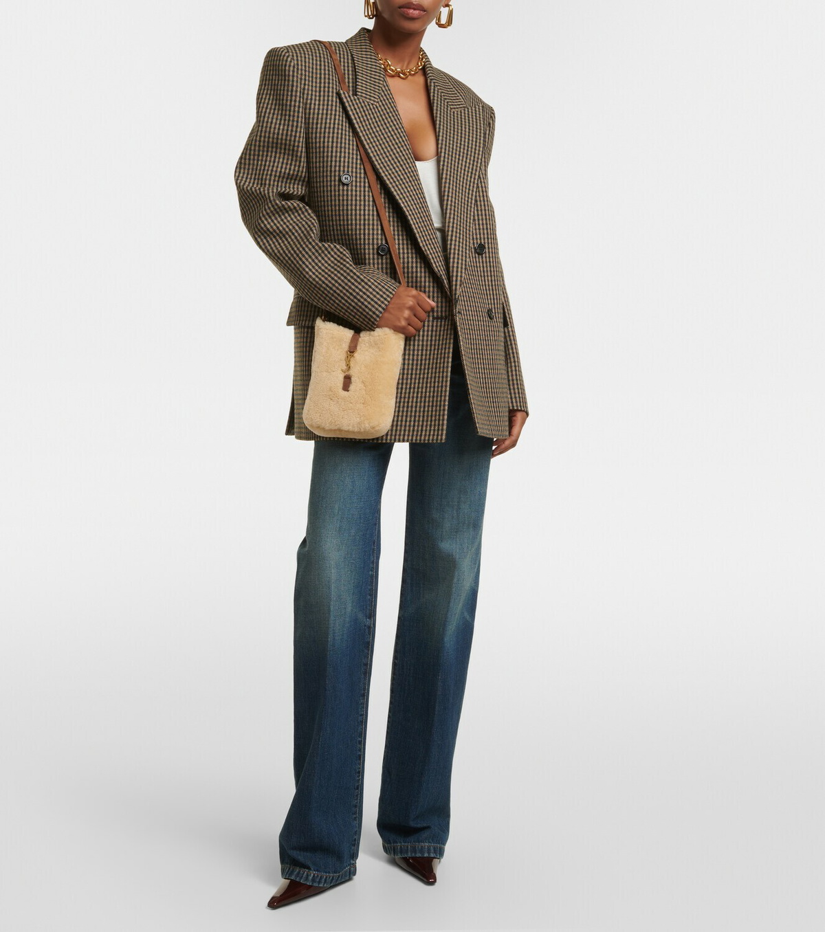 Yves Saint Laurent ブラウンチェックジャンパー Yves Saint Laurent