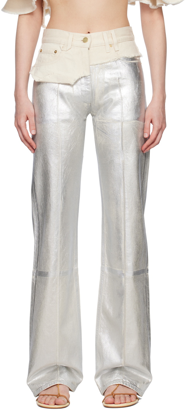 Jacquemus Silver Le Raphia 'Le De Nimes Bordado' Jeans Jacquemus