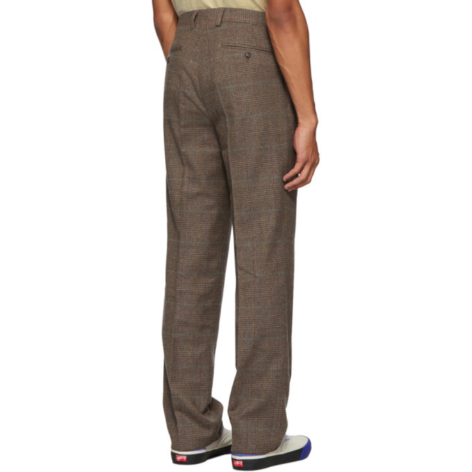 Noah NYC Brown Wool Check Single-Pleat Suit Trousers Noah NYC