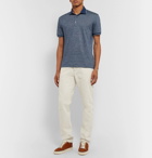 Ermenegildo Zegna - Contrast-Tipped Cotton and Linen-Blend Polo Shirt - Blue