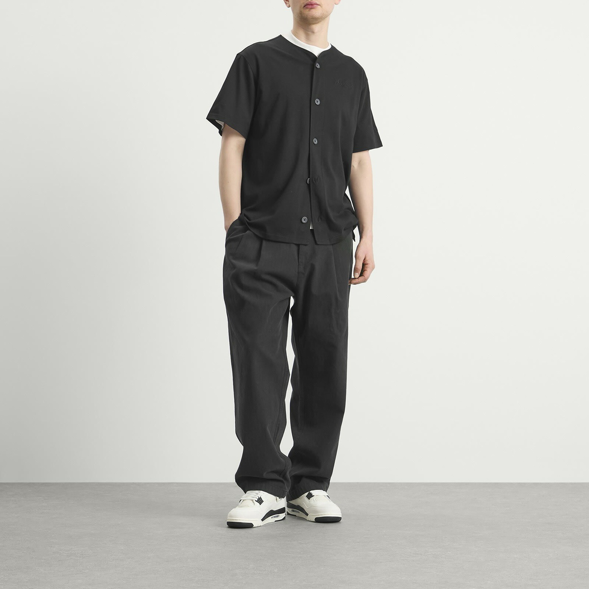 New Era Men's Script Baseball Jersey in Black