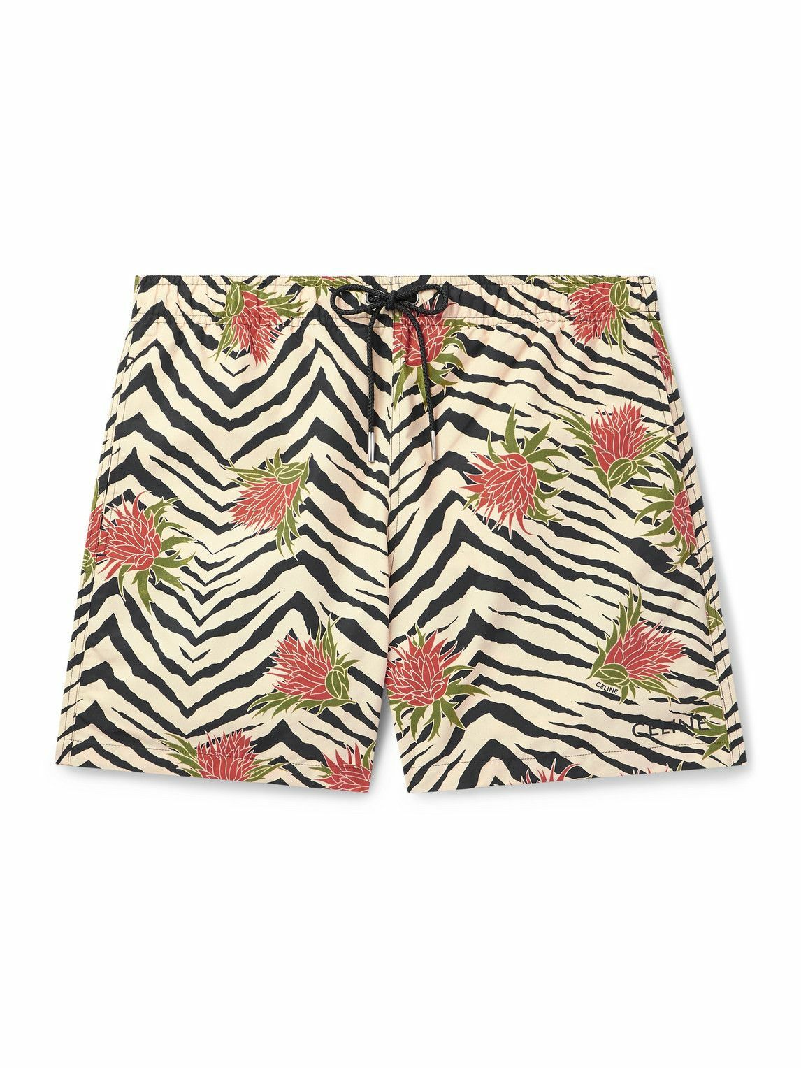 CELINE - Mid-Length Straight-Leg Printed Swim Shorts - Neutrals