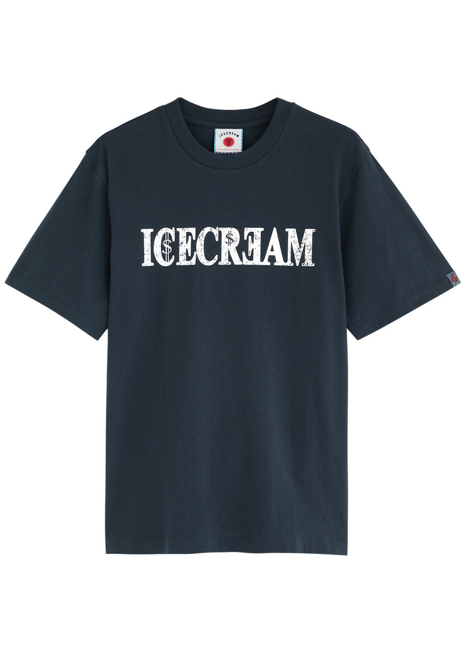 Ice Cream Icecream World Tour Printed Cotton T-shirt Navy ICECREAM