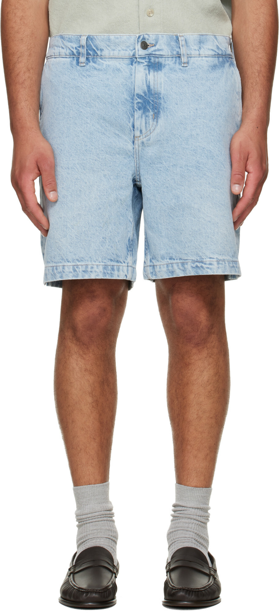 BOSS Blue Faded Denim Shorts