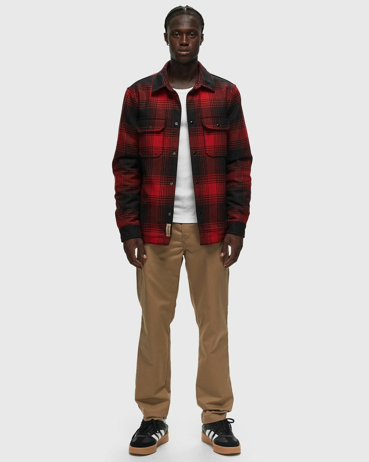 Woolrich Alaskan Wool Check Overshirt Red Overshirts Woolrich