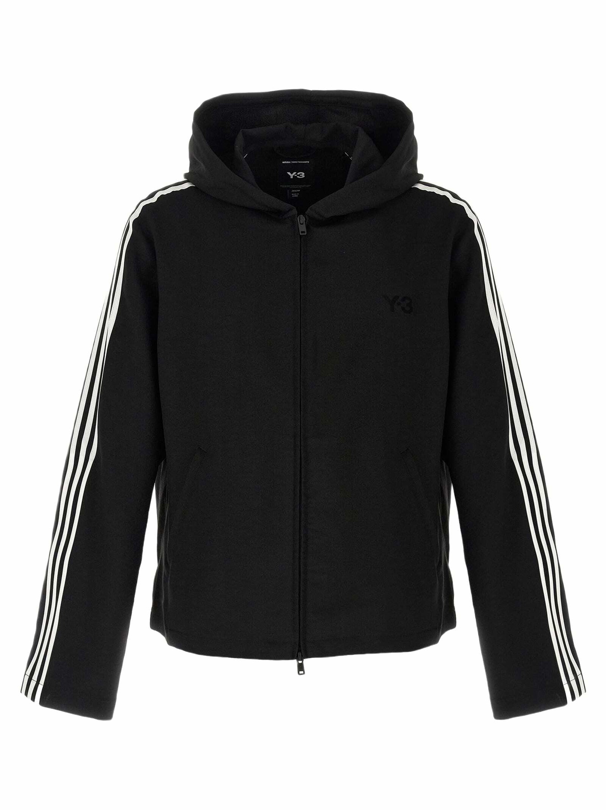 Y-3 men's blue zip hoodie in cotton with recycled polyester