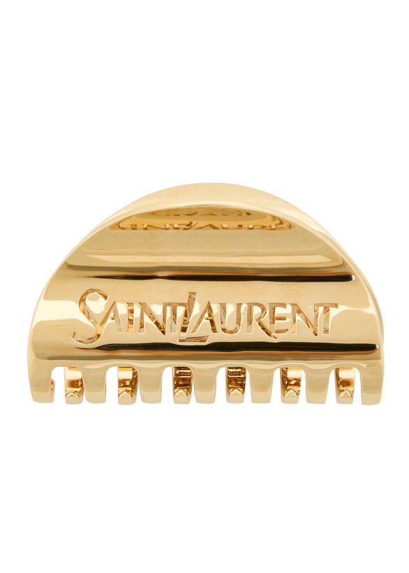 Photo: Saint Laurent Logo-engraved Brass Hair Clip - Gold - One Size