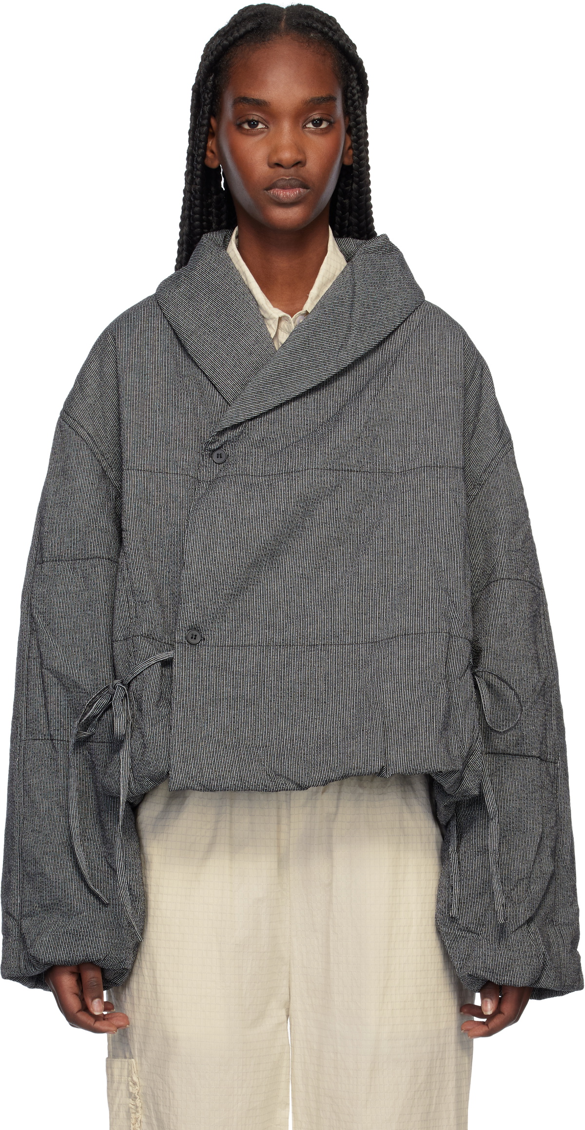 Deiji Studios SSENSE Exclusive Black & White Bubble Jacket Deiji