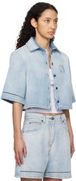 MSGM Blue Cropped Denim Shirt