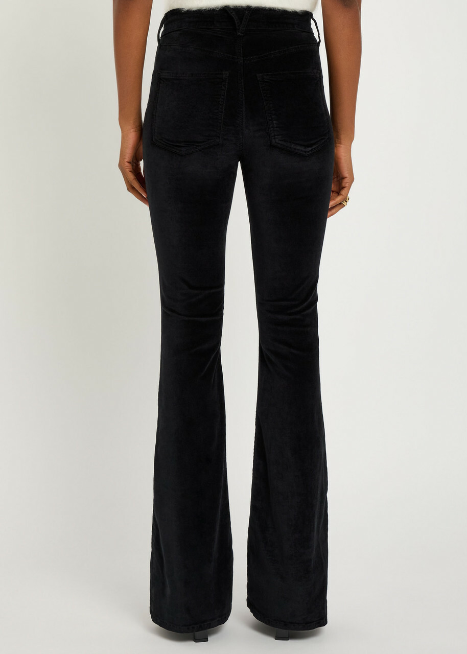 Veronica Beard Beverly Skinny Flared-leg Velvet Jeans Black