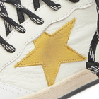 Golden Goose Men's Ball Star Leather and Suede Sneaker in White/Honey/Water Blue