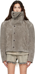 Rick Owens Gray Tower Biker Jumbo Stooges Leather Jacket