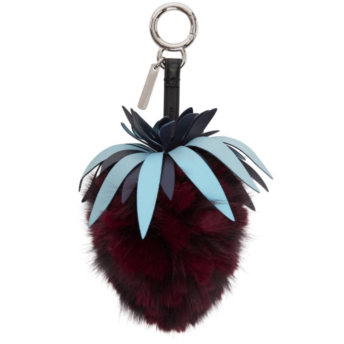 Fendi Fruits Fox Fur Bag Charm in Pink