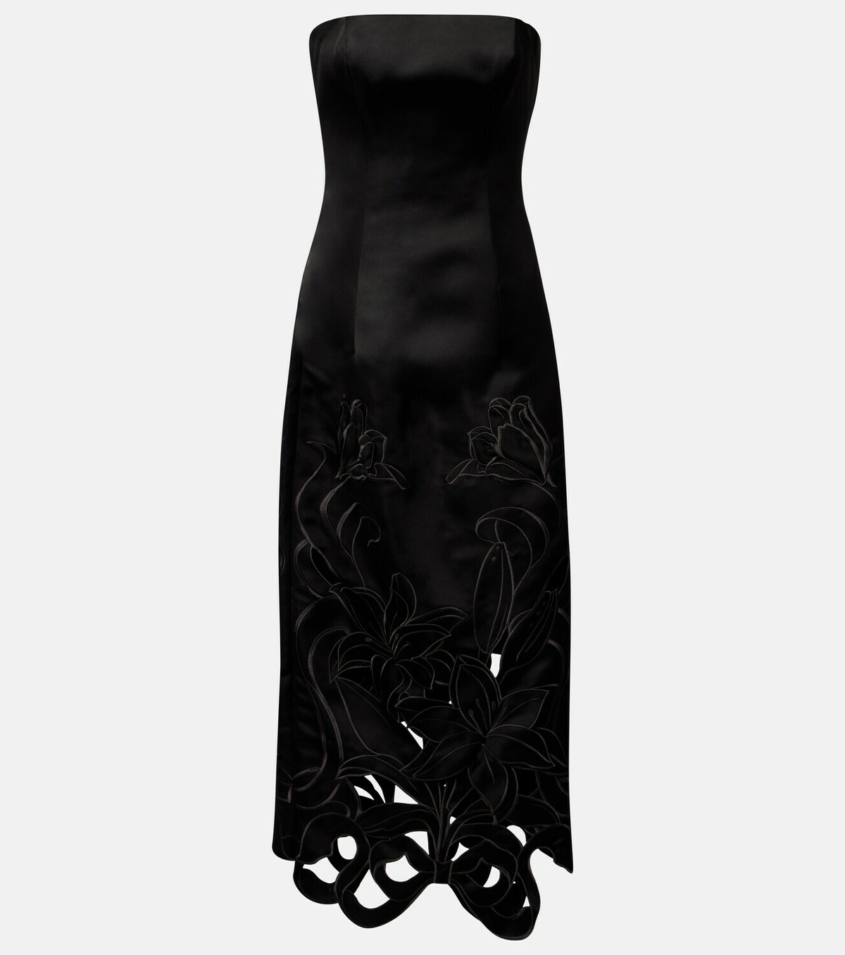 Leo Lin Rayna floral-appliqué bustier gown