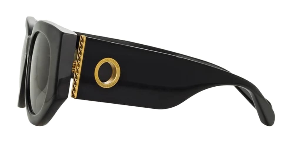 Linda Farrow Debbie - Black / Yellow Gold Sunglasses