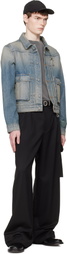 Reese Cooper Black Wool Pleated Cargo Pants