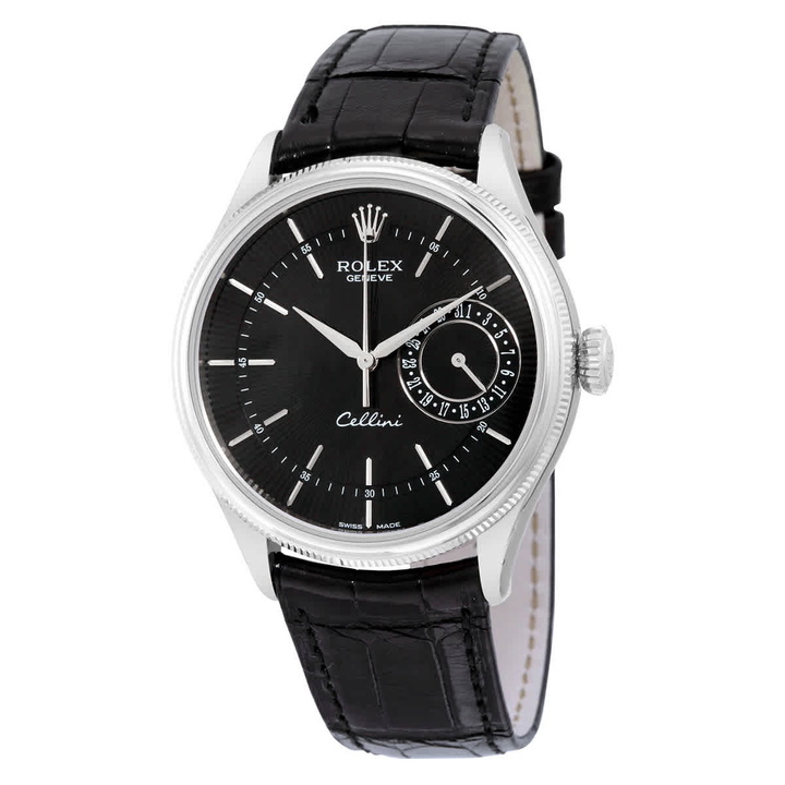 Photo: Rolex Cellini Date Black Dial 18kt White Gold Mens Watch 50519BKSBKL