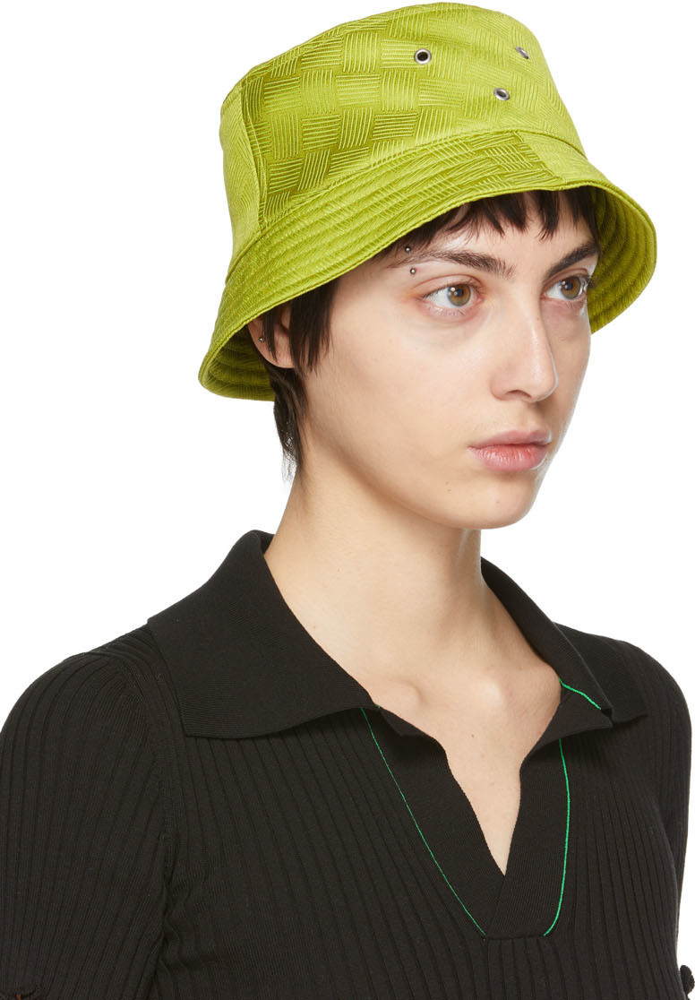 Bottega Veneta Yellow Intreccio Jacquard Bucket Hat