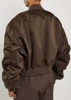 Rick Owens Secchia Flight Satin Bomber Jacket Dark Brown