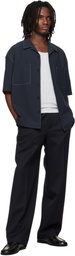 Solid Homme Navy Camp Collar Shirt