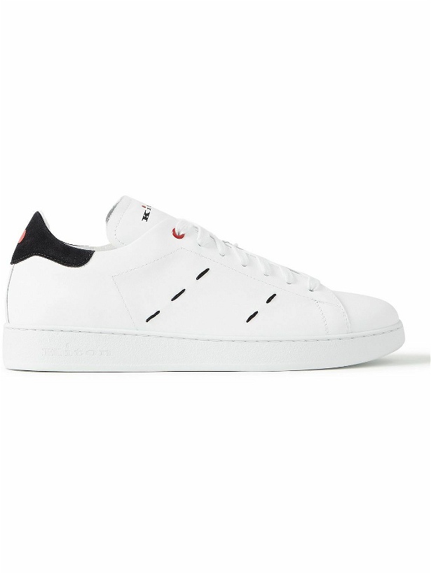 Photo: Kiton - Suede-Trimmed Leather Sneakers - White