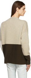 Off-White Brown & Taupe Color Block Sweater