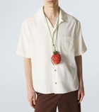 Loewe Strawberry raffia coin purse with strap