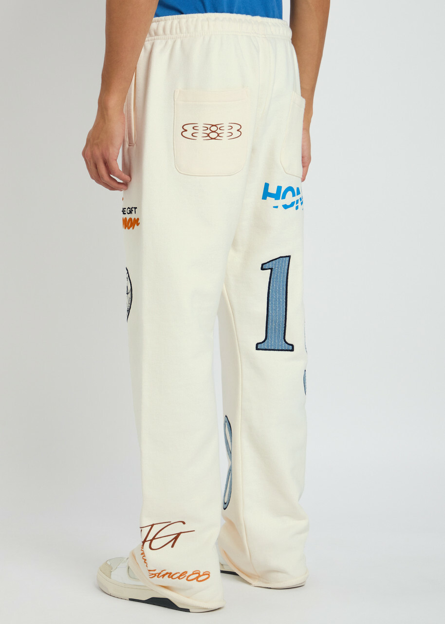 Honor The Gift 1988 Embroidered Cotton Sweatpants White