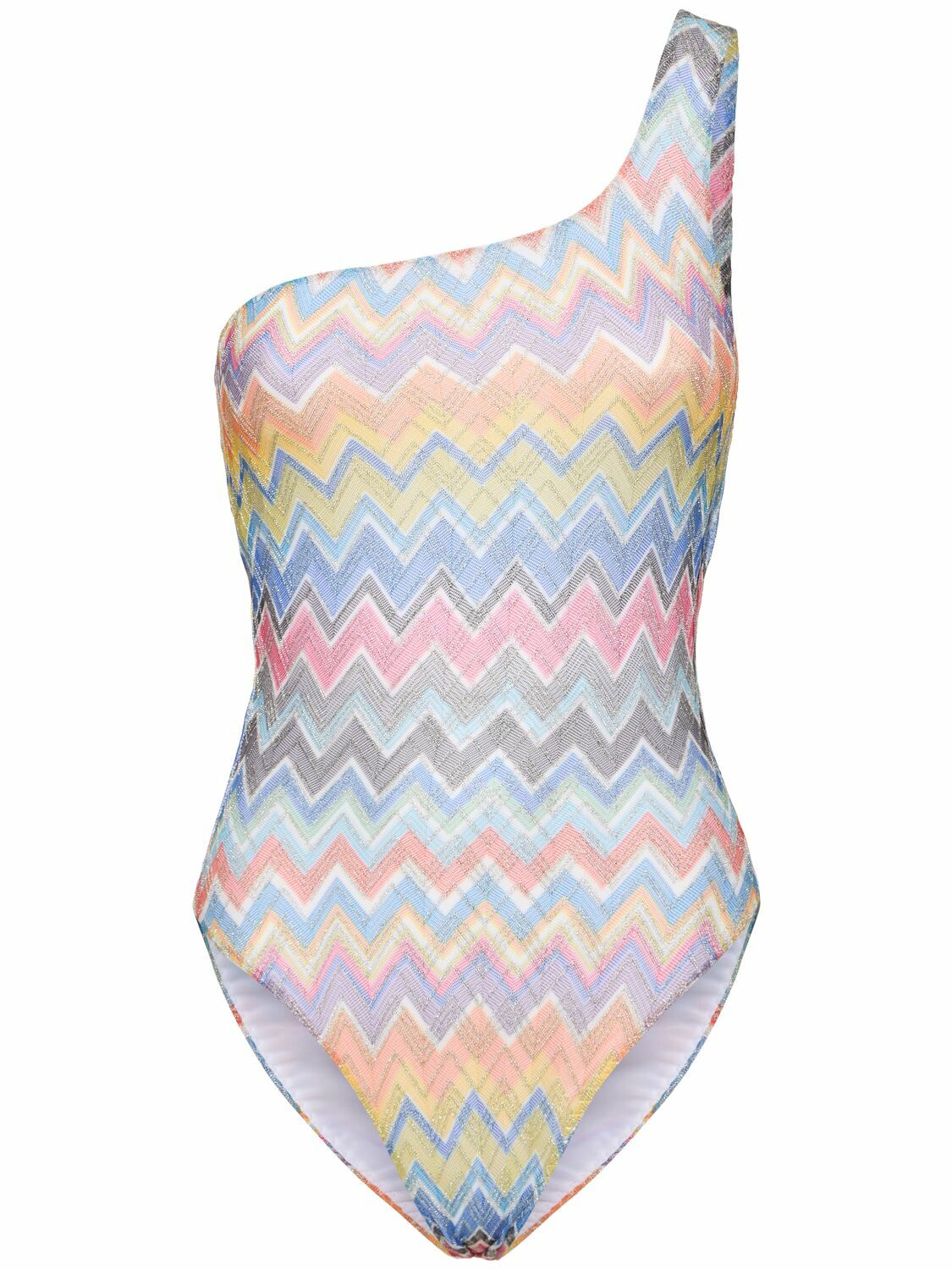 MISSONI Lurex Printed One Shoulder Swimsuit Missoni